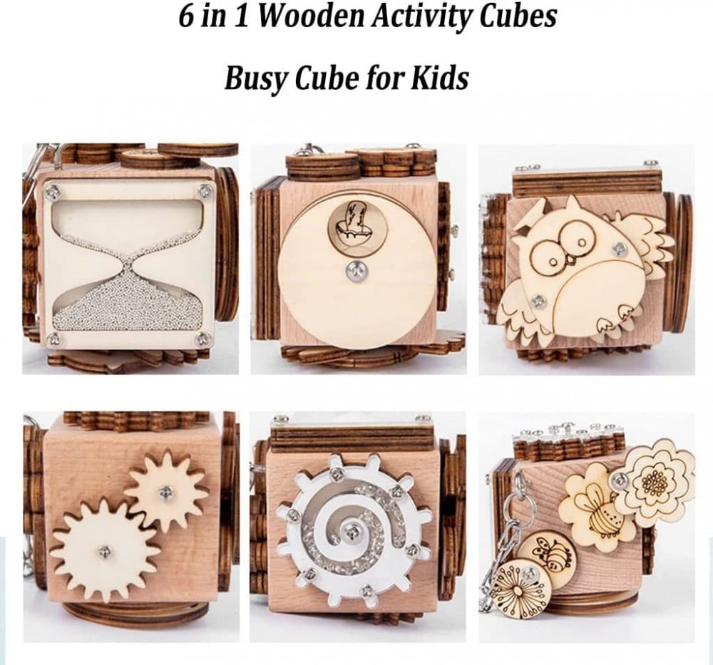 مكعب انشطة بيزي للاطفال، مكعب مونتيسوري بيزي للاطفال الصغار، تطوير المهارات الحركية الدقيقة، العاب تعليمية للسفر للاطفال من سن 1 2 3 سنوات للاولاد والبنات